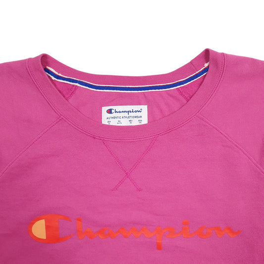 Womens Pink Champion Spellout Crewneck Jumper