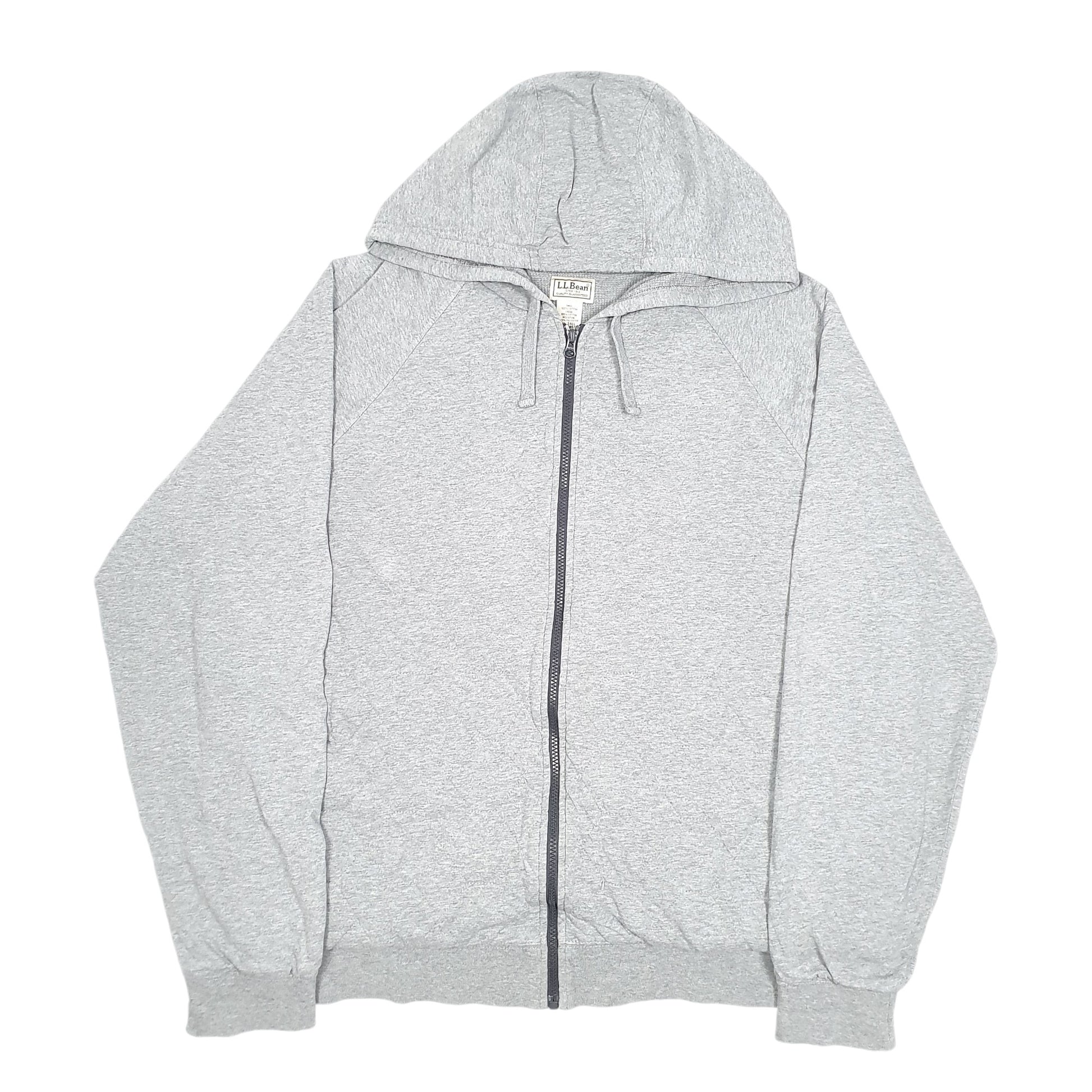 Mens Grey L.L.Bean Hoodie Quilted Thermal Waffle Lined Tall Full Zip Jumper