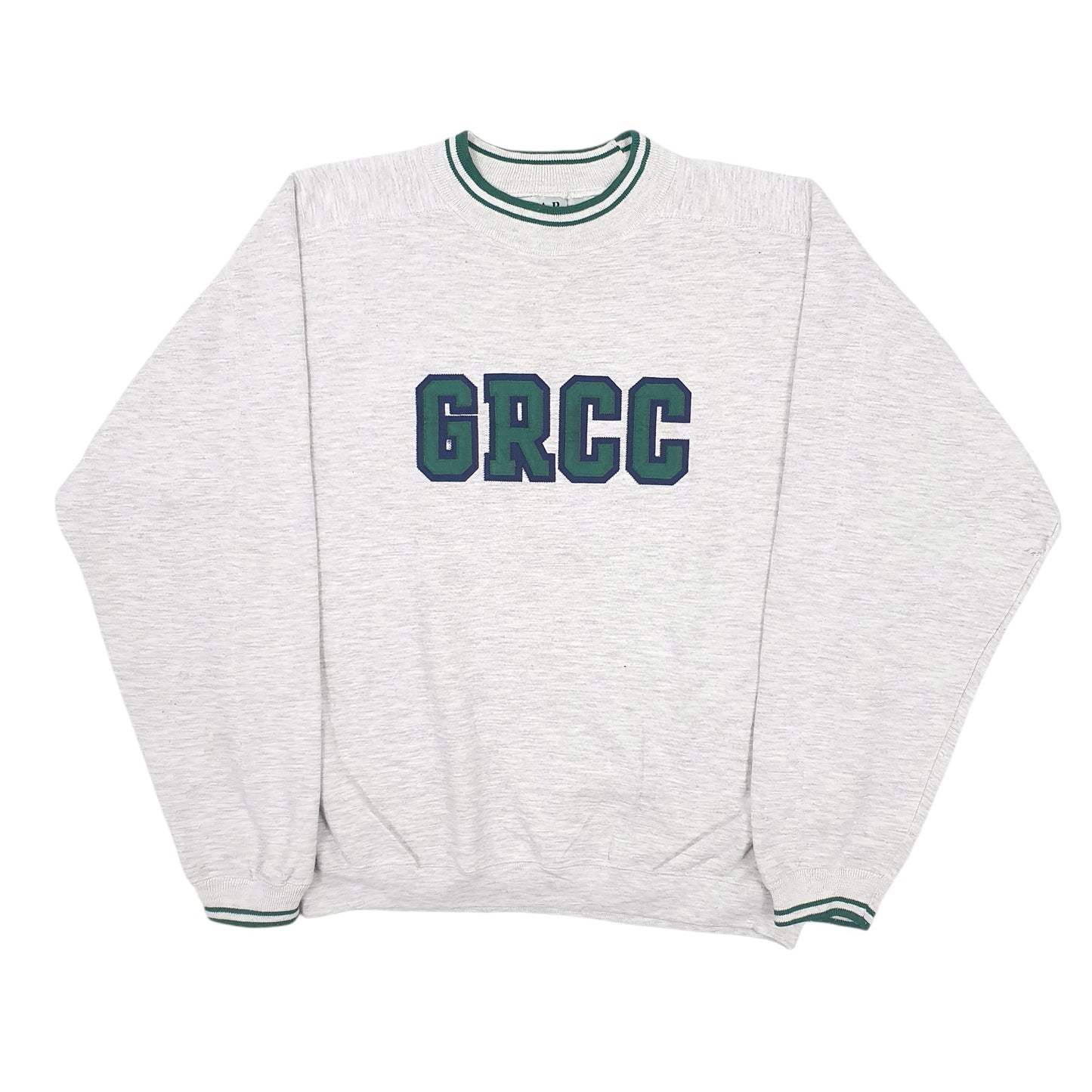 Mens Grey Gear for Sports Vintage 1990s Grand Rapids USA College Crewneck Jumper