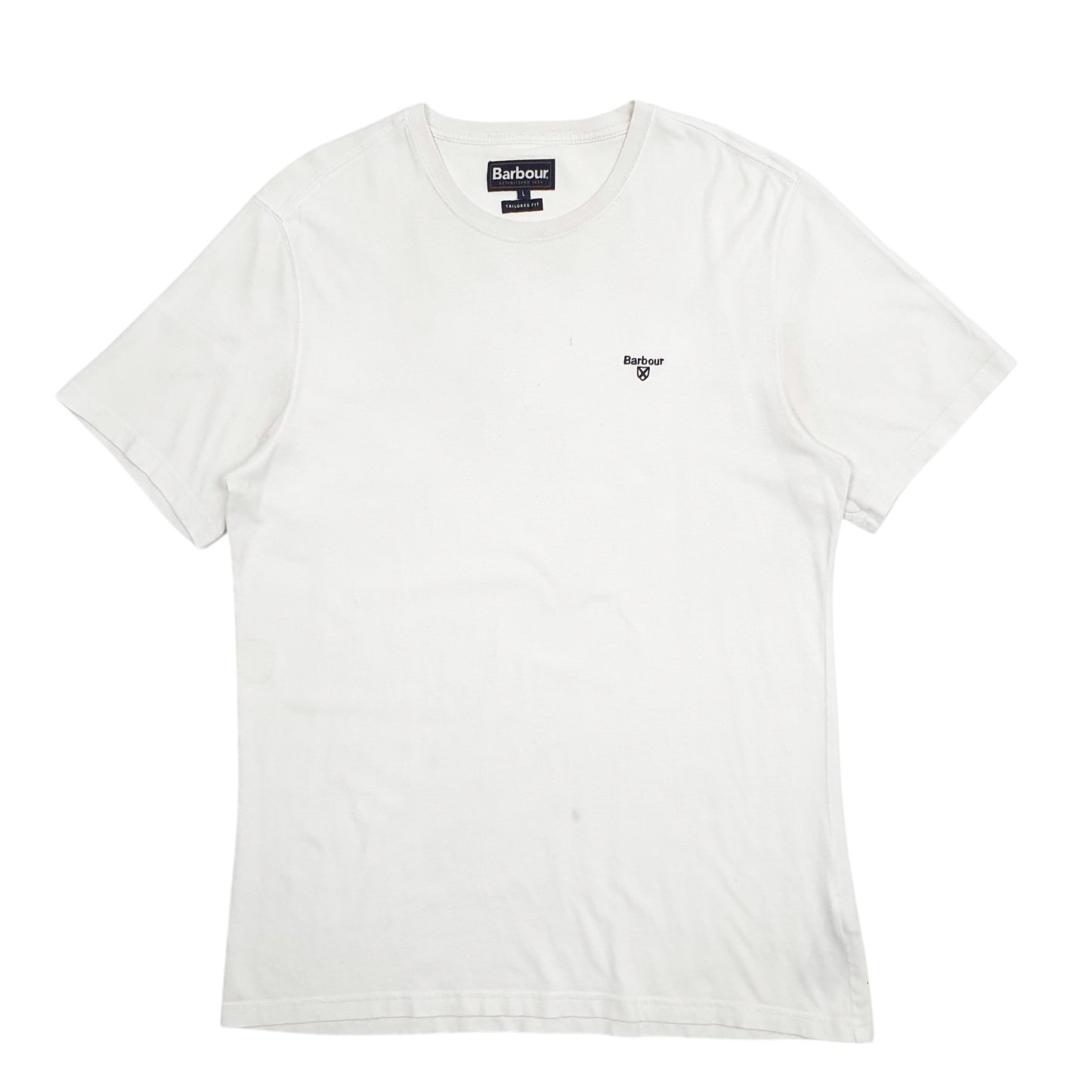 Mens White Barbour  Short Sleeve T Shirt