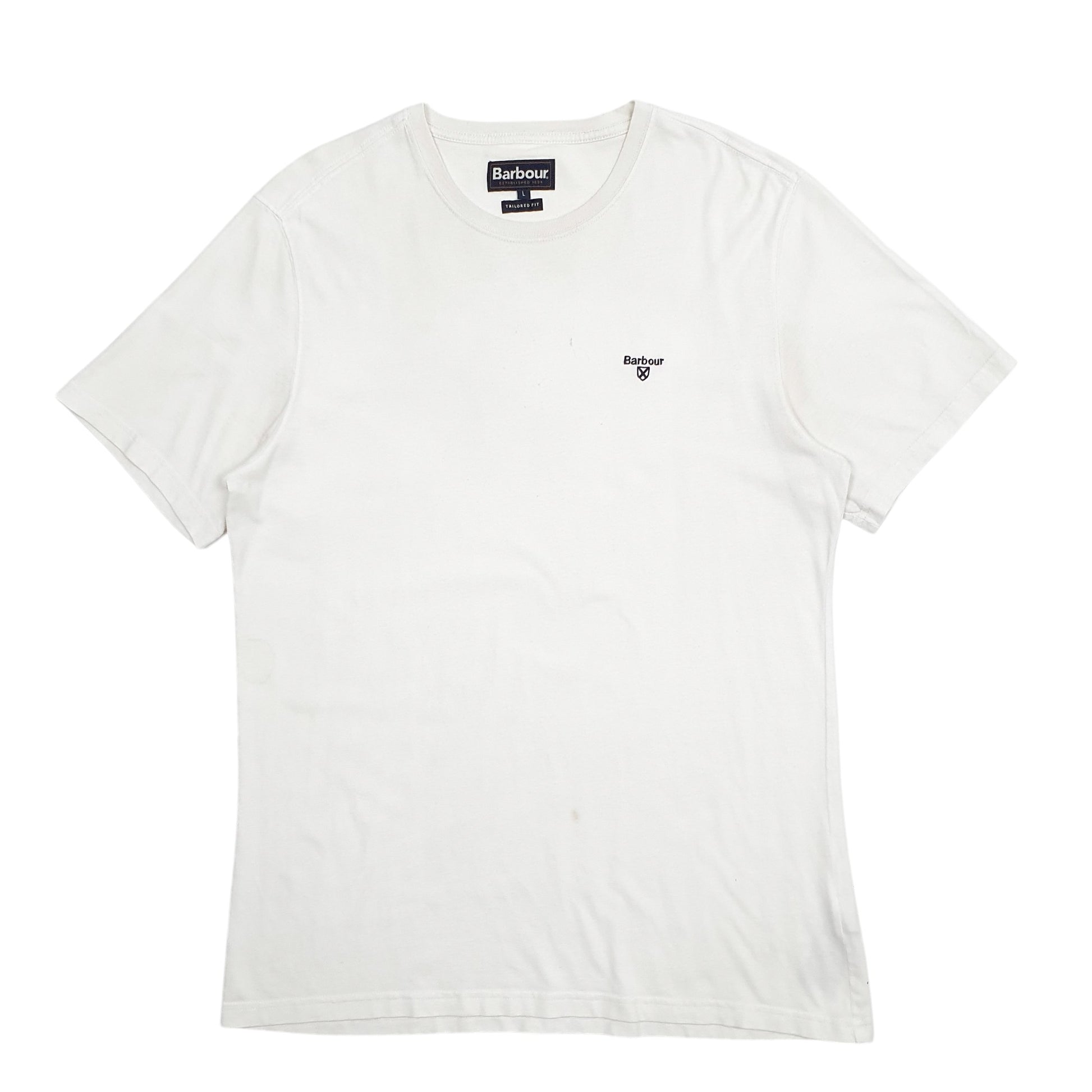 Mens White Barbour  Short Sleeve T Shirt