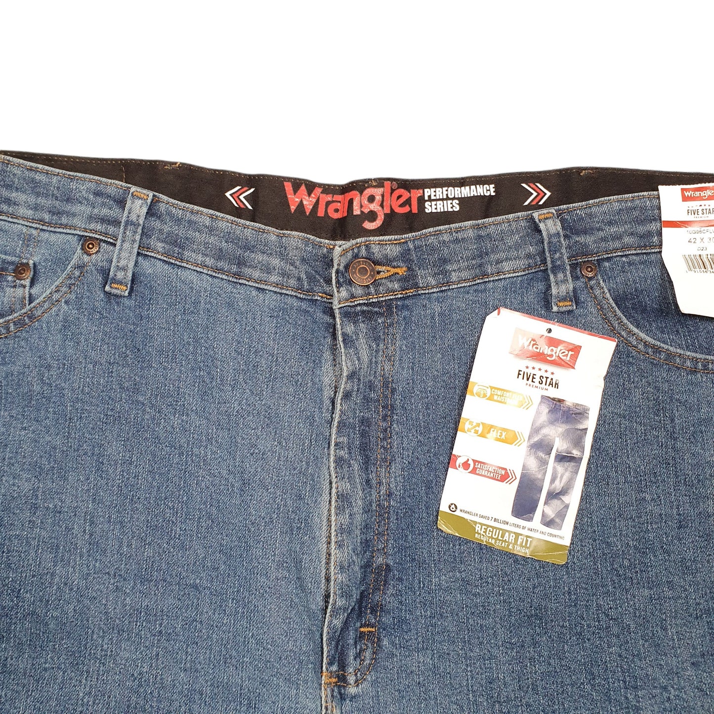Mens Blue Wrangler Stretch Five Star Flex Casual JeansW42 L30
