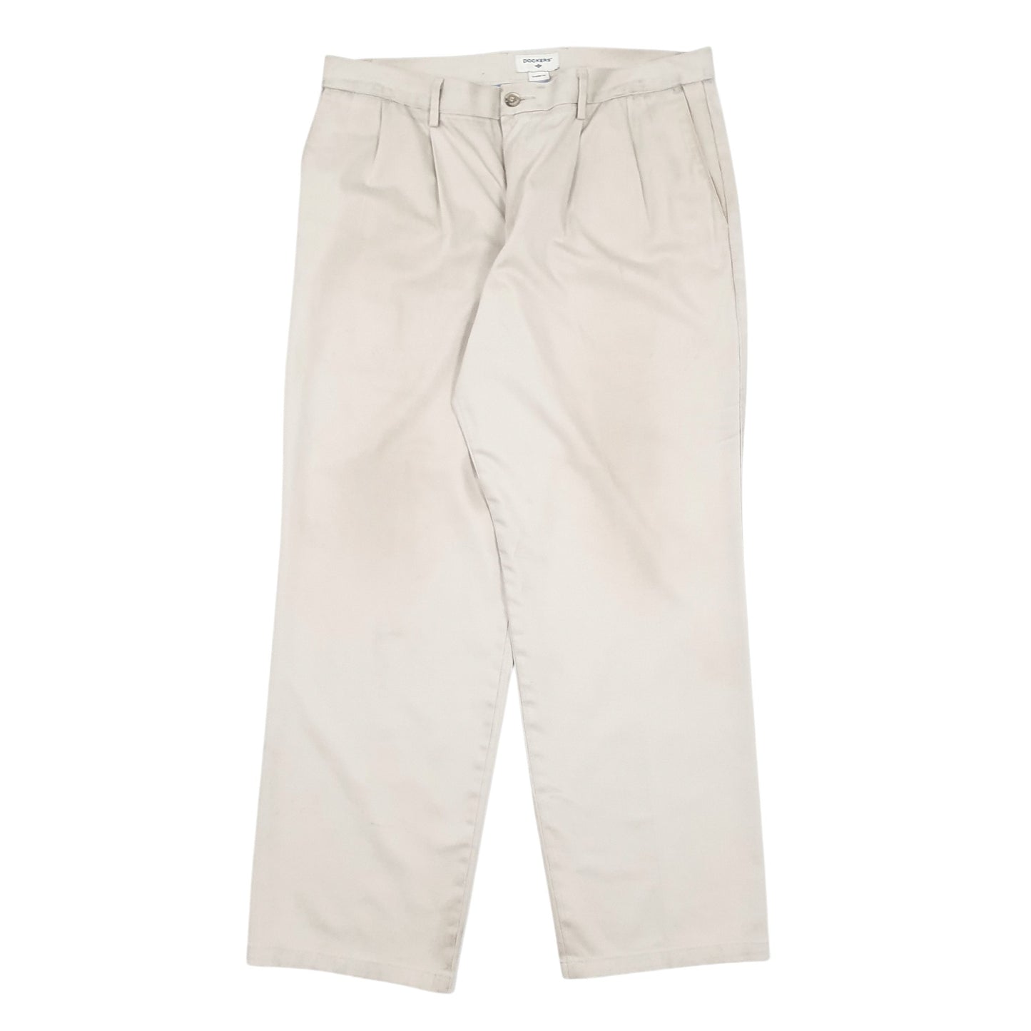 Mens Beige Dockers Double Pleated Chino Trousers