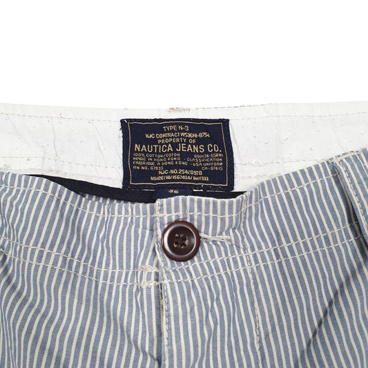 Mens Blue Nautica Hickory Stripe Chino Shorts