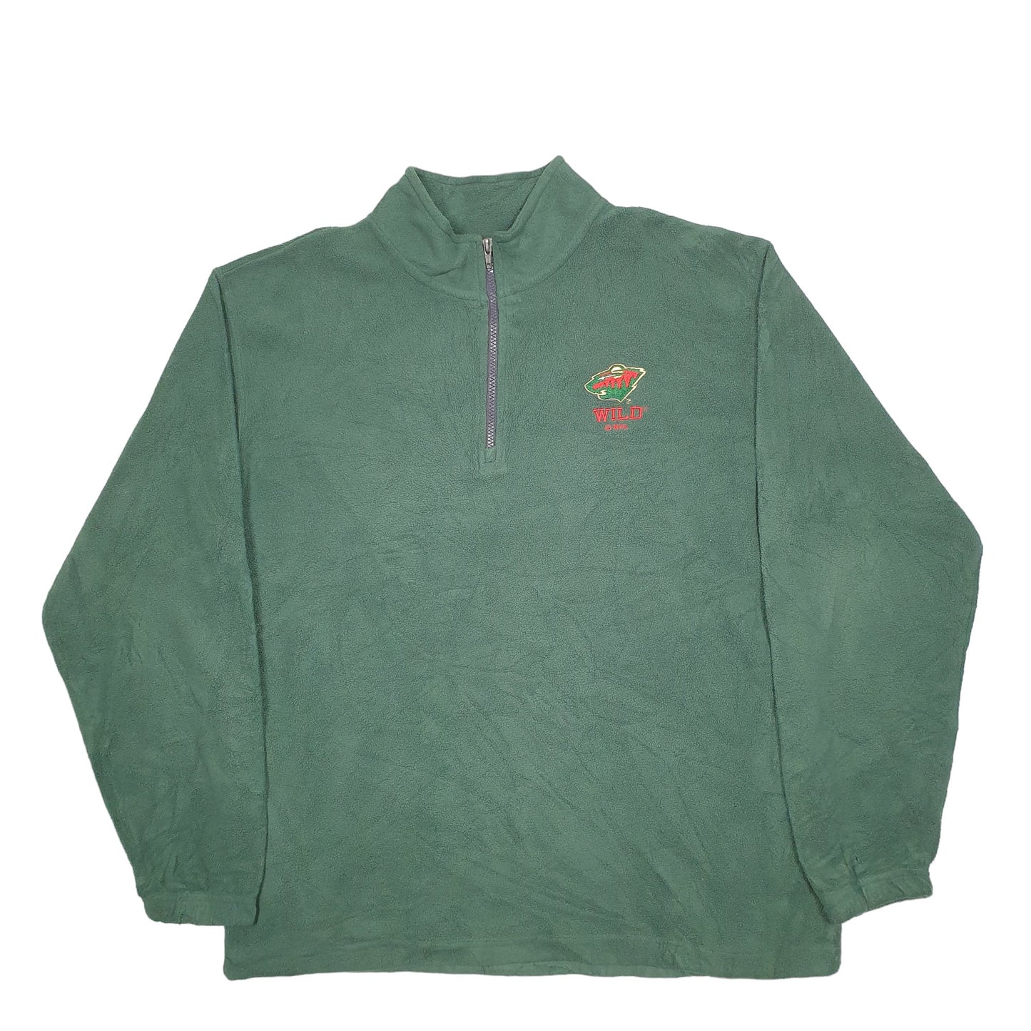 Mens Green NHL Minnesota Wild Hockey Quarter Zip Jumper
