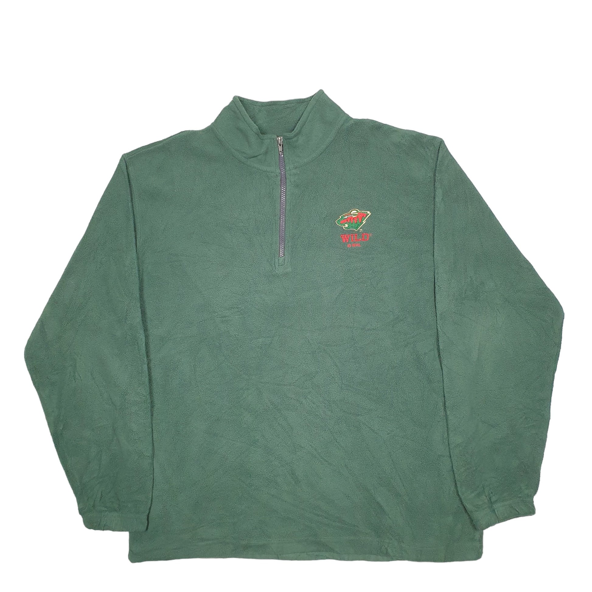 Mens Green NHL Minnesota Wild Hockey Quarter Zip Jumper