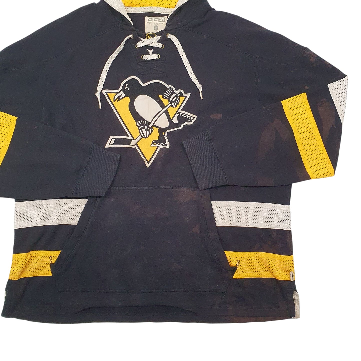 Mens Black CCM Vintage NHL Pittsburgh Penguins Hoodie Jumper