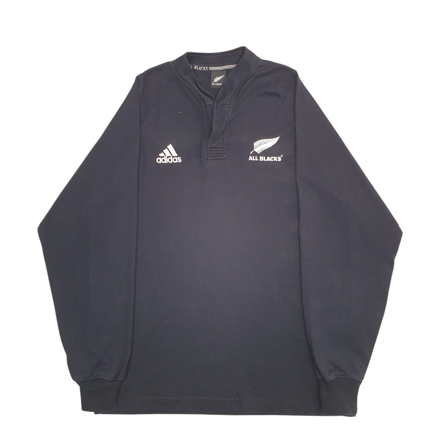 Mens Black Adidas All Black's Rugby Kiwi New Zealand Long Sleeve Shirt