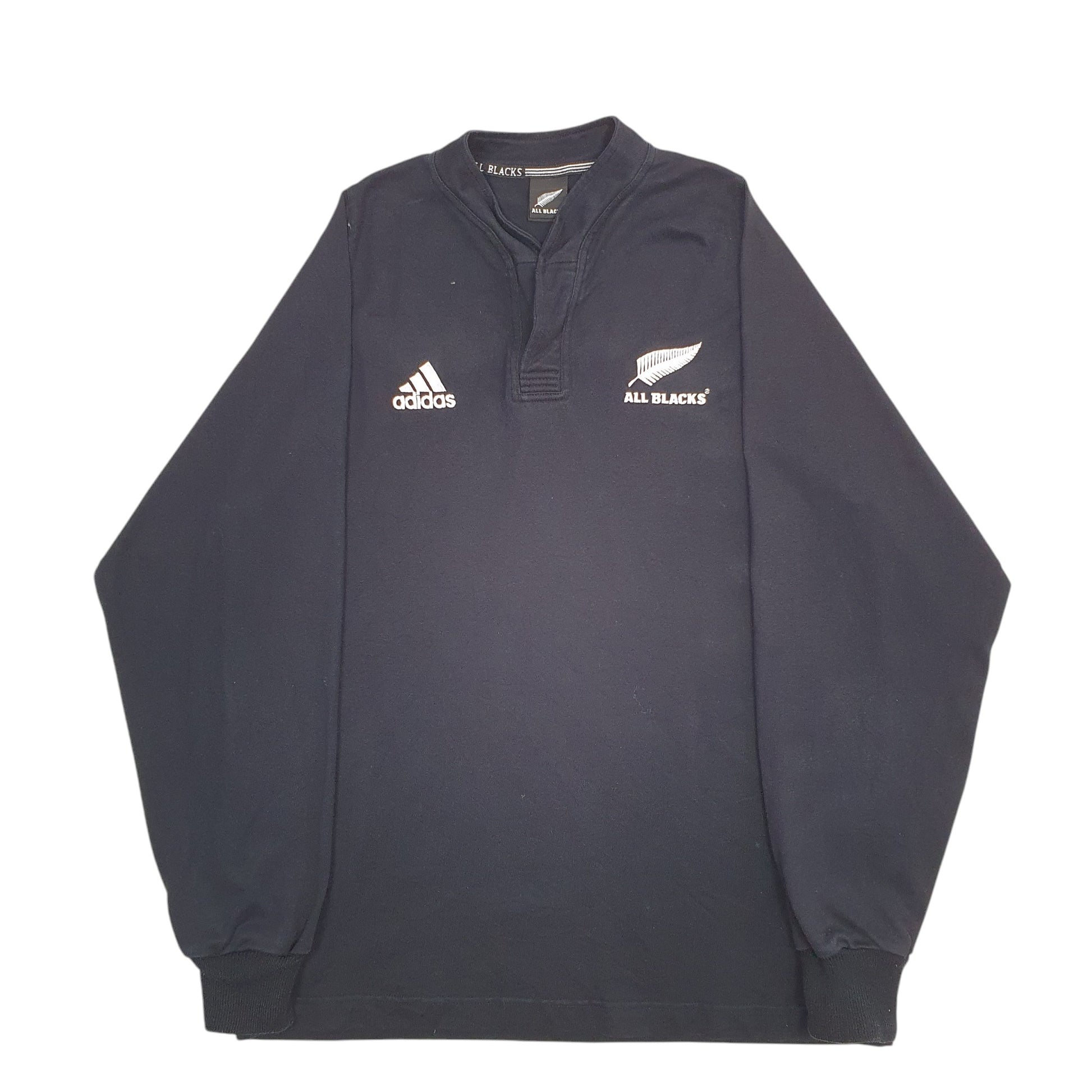 Mens Black Adidas All Black's Rugby Kiwi New Zealand Long Sleeve Shirt