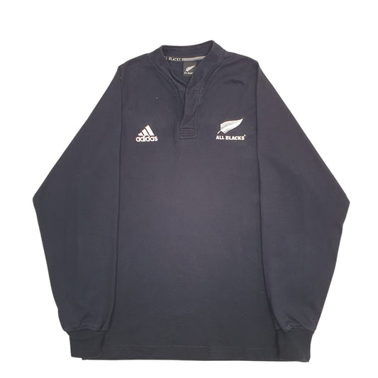 Mens Black Adidas All Black's Rugby Kiwi New Zealand Long Sleeve Shirt