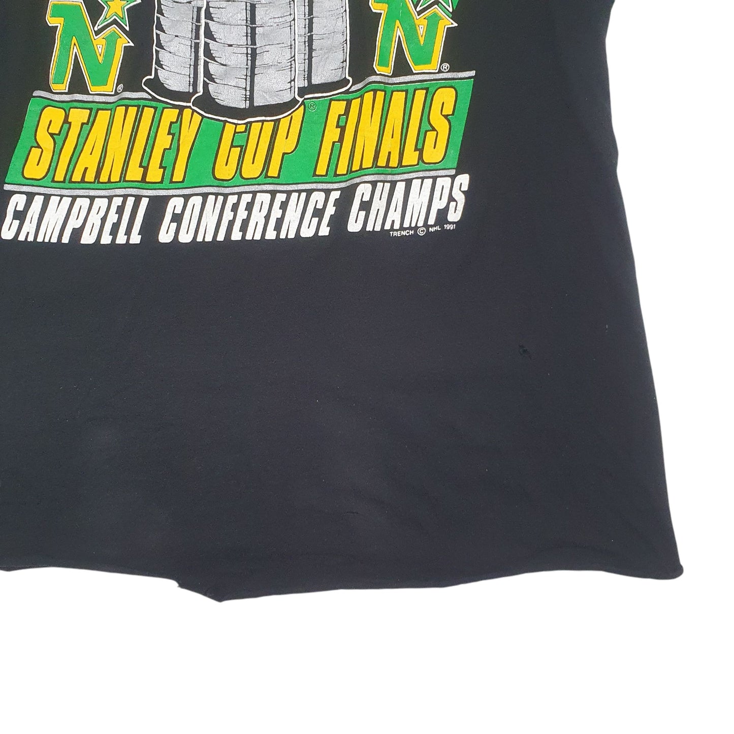 Mens Black Screen Stars Single Stitch Vintage 80s Short Sleeve T Shirt