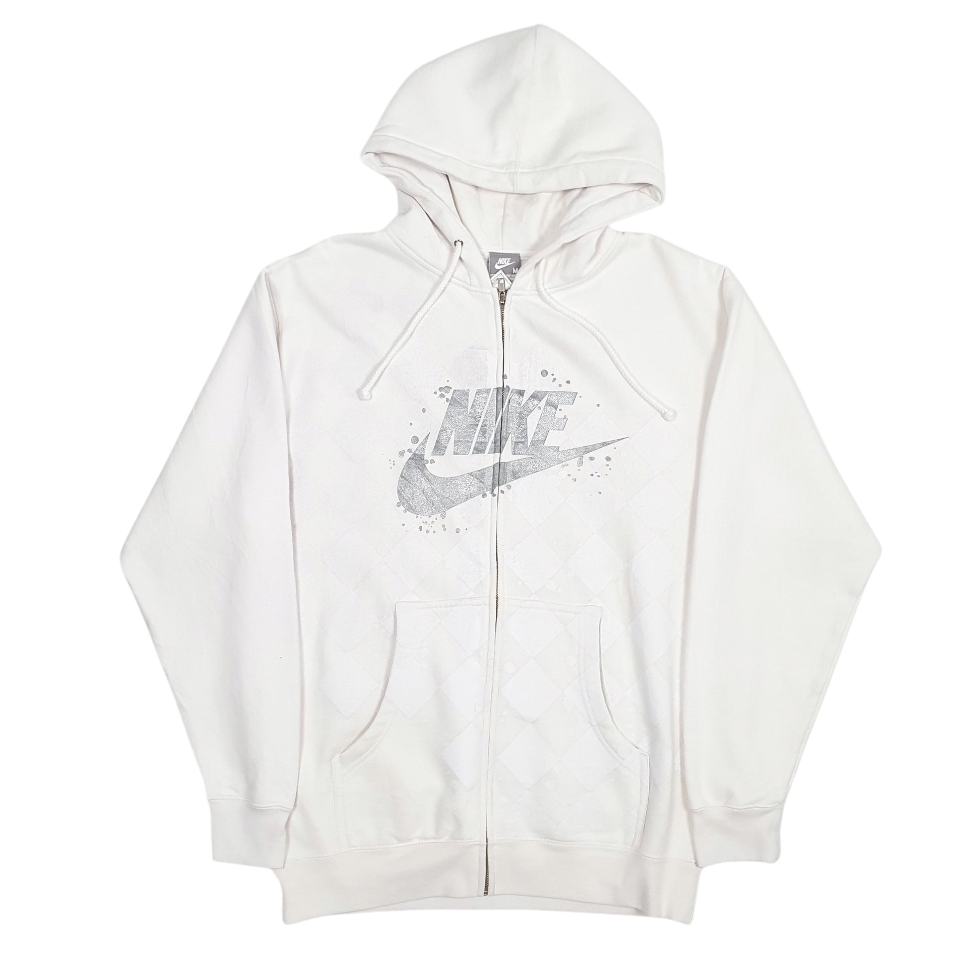 Mens White Nike Spellout Full Zip Jumper