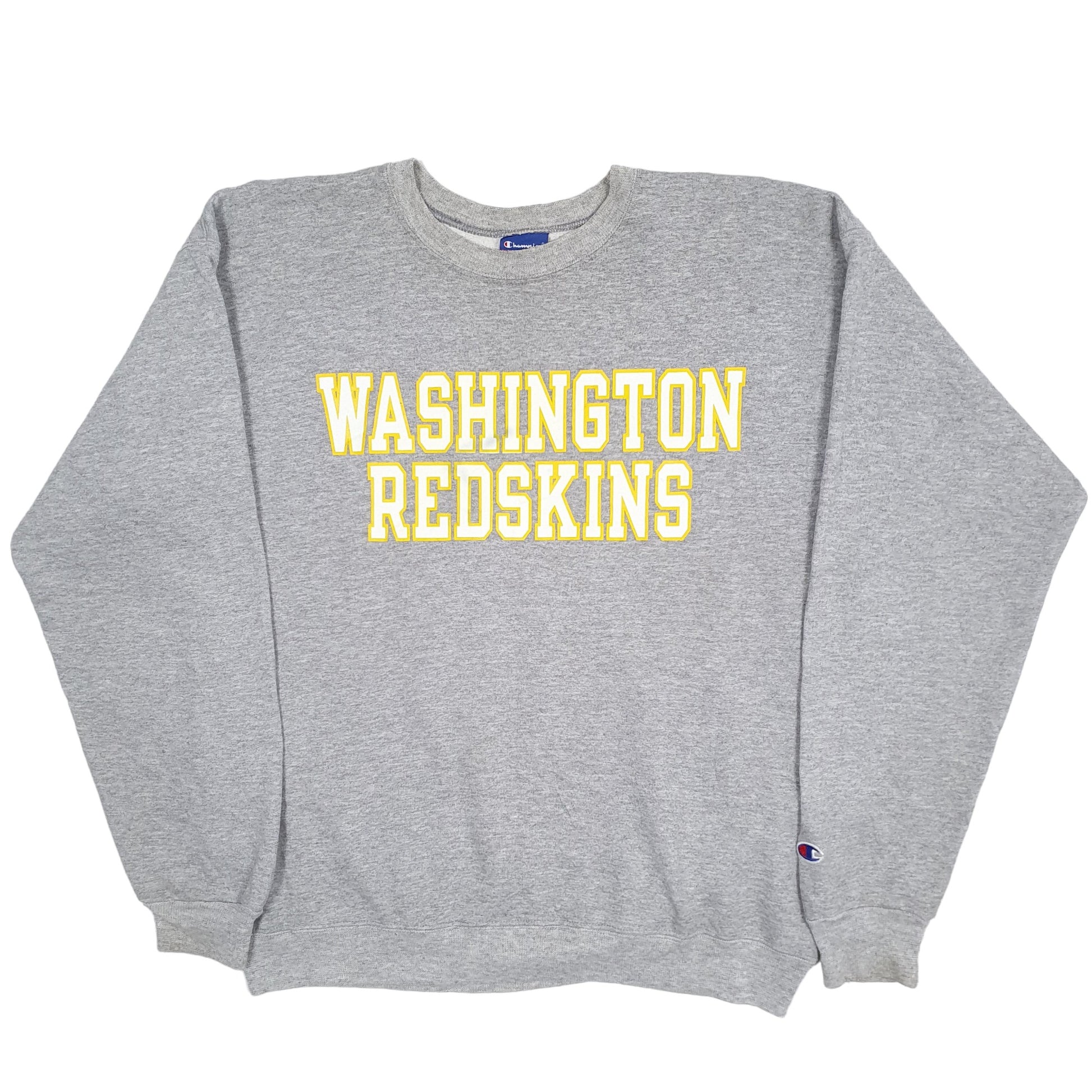 Mens Grey Champion NFL Washington Redskins Commanders Crewneck Jumper