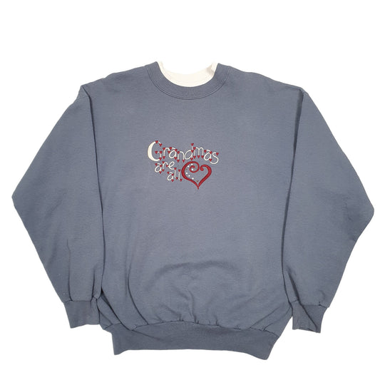 Mens Grey MC Sportswear Grandma Love Retro Heart 90s Crewneck Jumper