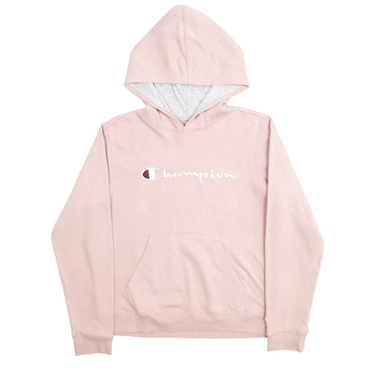 Womens Pink Champion Spellout Hoodie Jumper