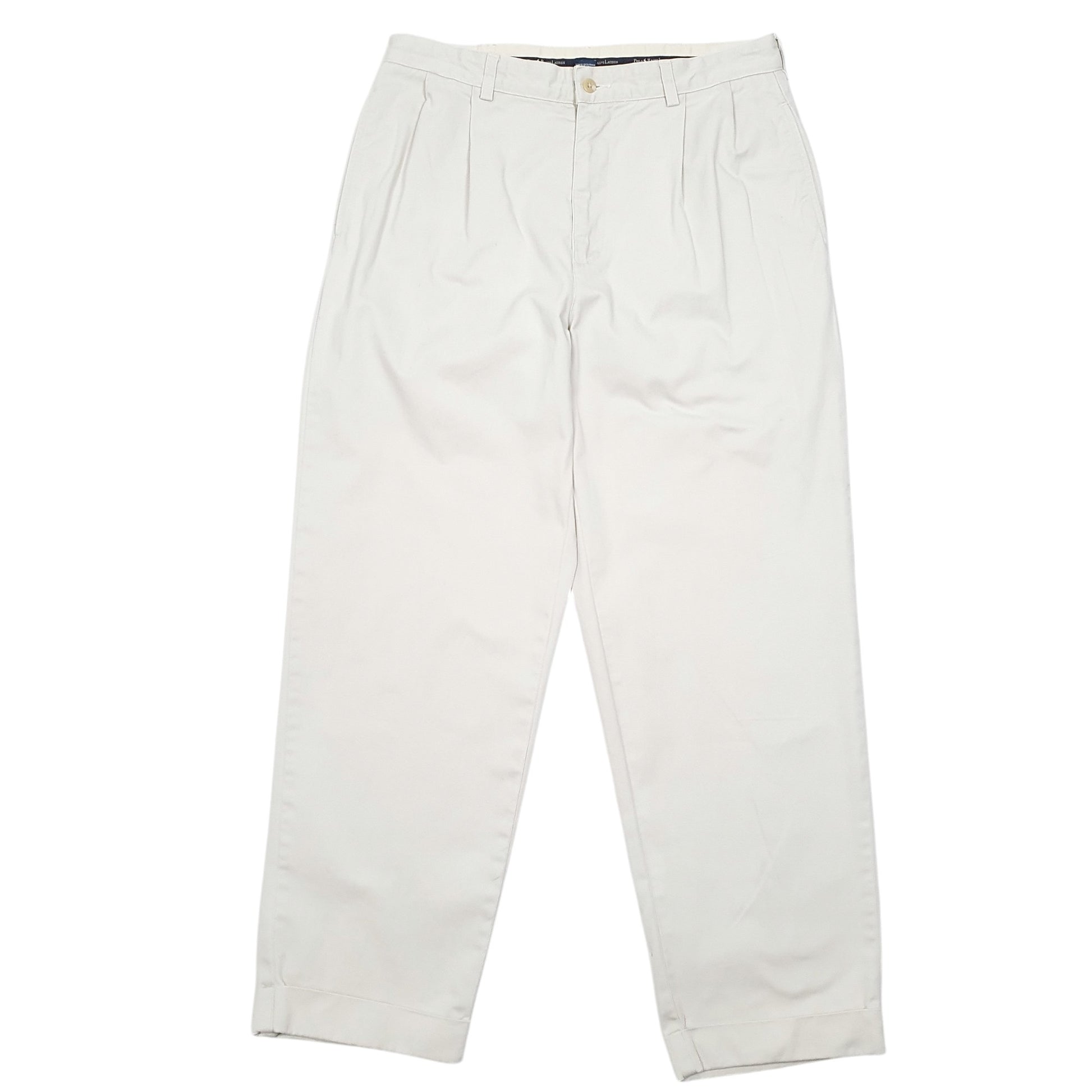 Mens Beige Polo Ralph Lauren Vintage Double Pleated Chino Trousers