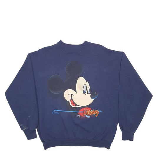 Mens Navy Tultex Mickey Mouse Florida Vintage 90's Crewneck Jumper