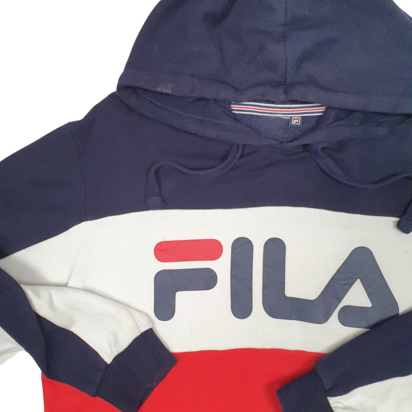 Mens Red Fila Spellout Hoodie Jumper