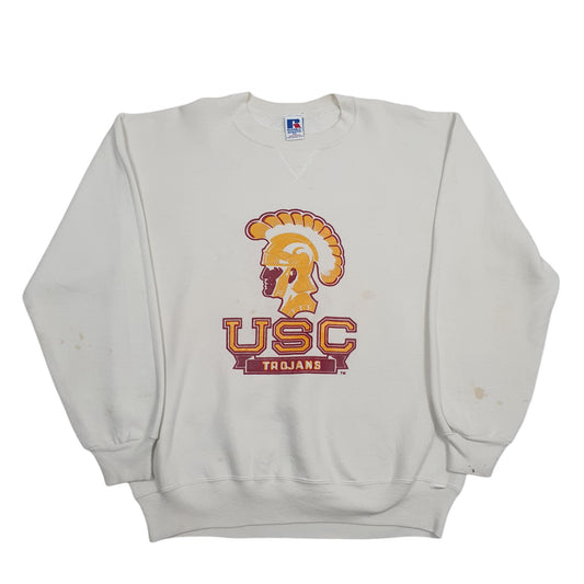 Mens White Russel Athletic Vintage 1990s Made in USA Crewneck Jumper