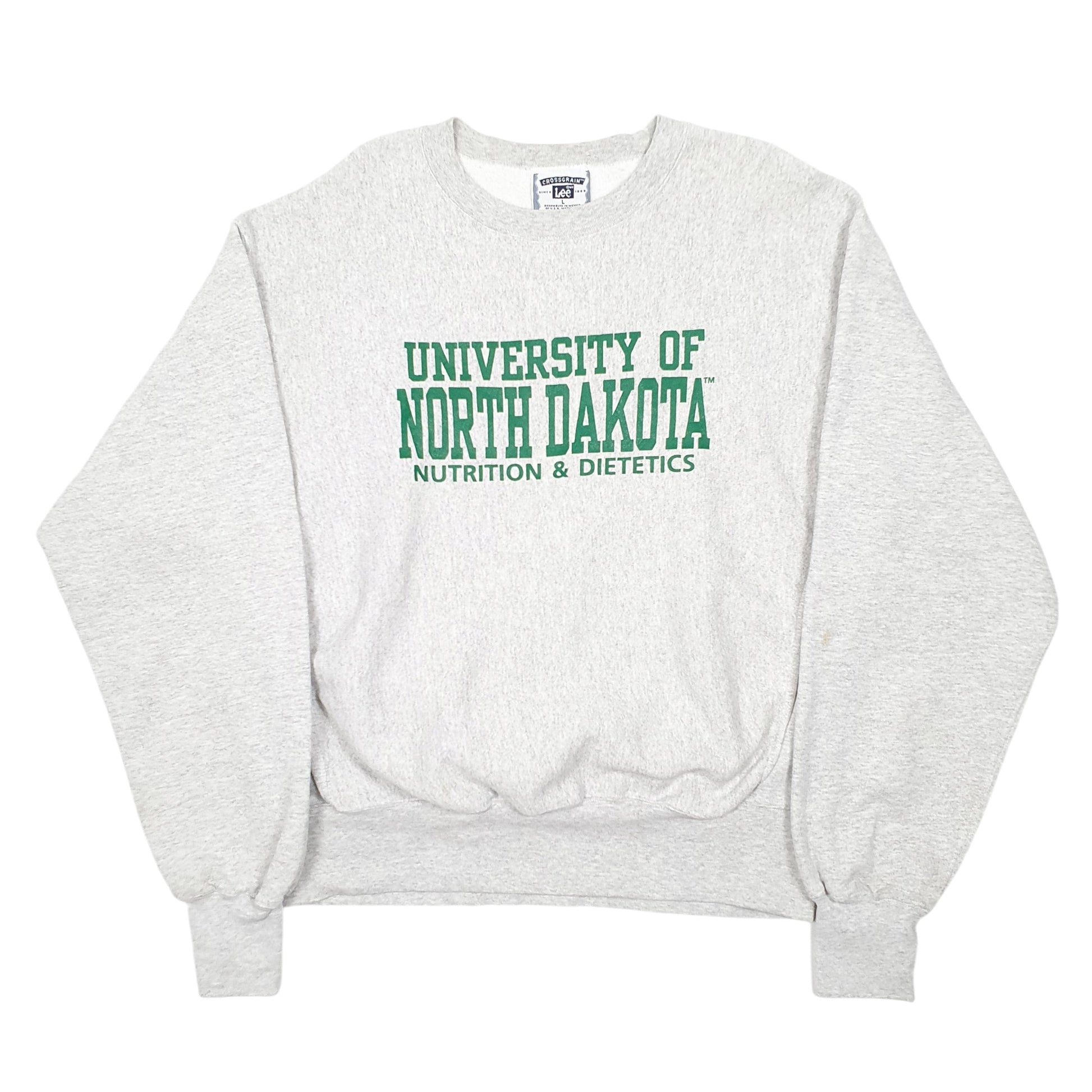 Mens Grey Lee Vintage Crossgrain University Of North Dakota 90s Crewneck Jumper