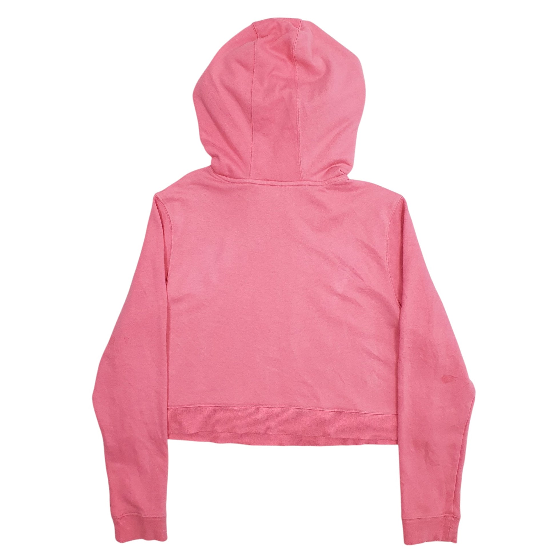 Womens Pink Adidas Crop Top Spellout Hoodie Jumper