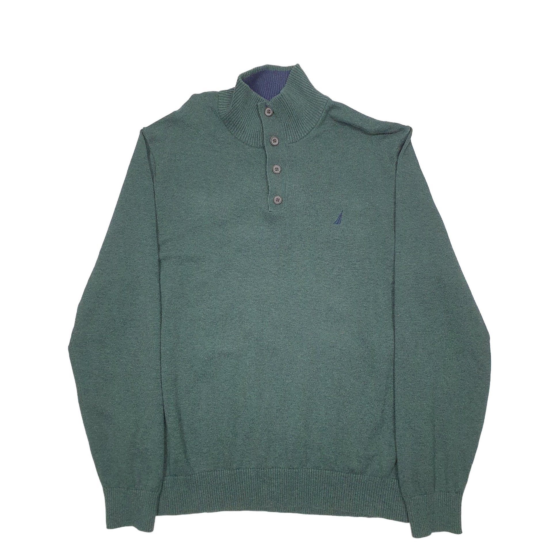 Mens Green Nautica Knit Quarter Zip Jumper