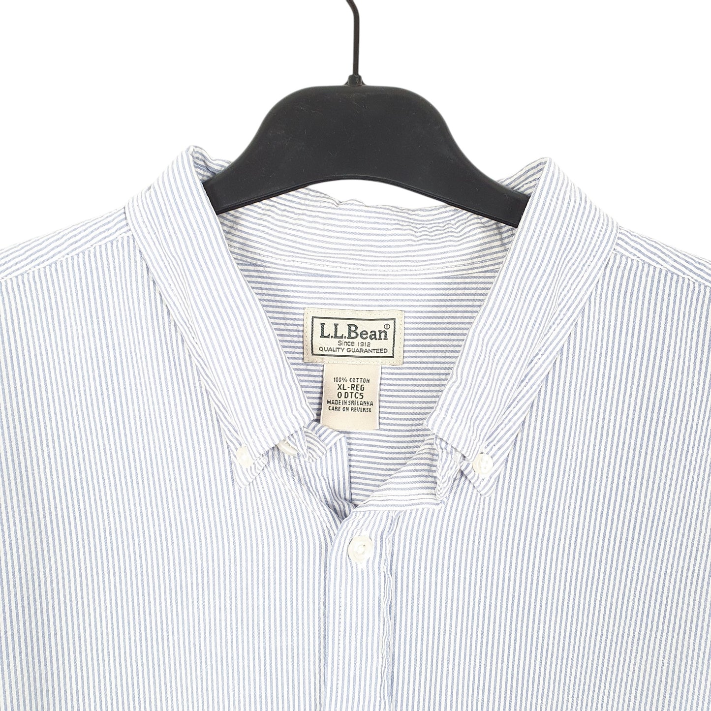 Mens White L.L.Bean Seersucker Long Sleeve Shirt