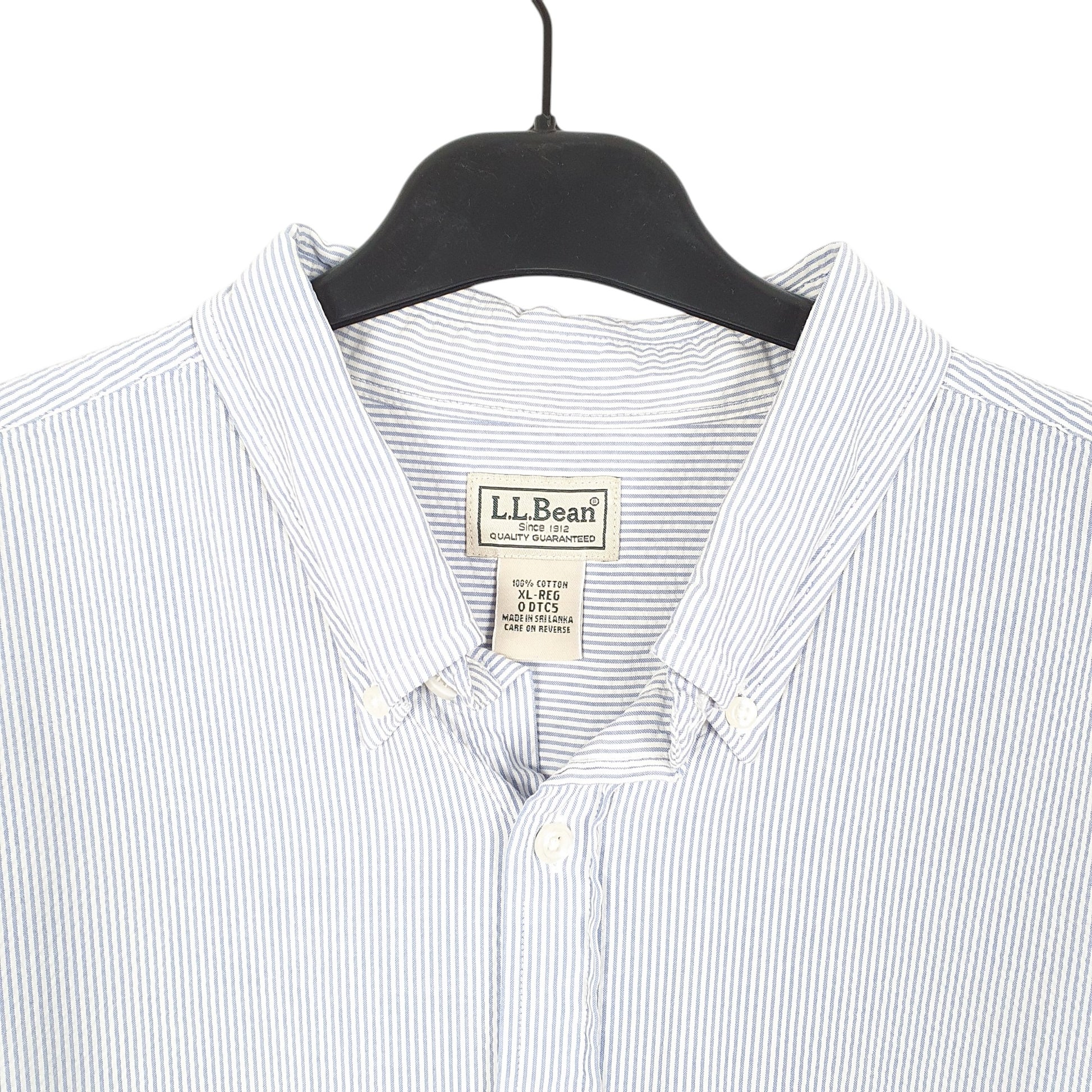 Mens White L.L.Bean Seersucker Long Sleeve Shirt