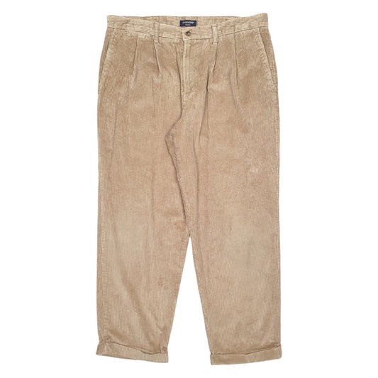 Mens Beige Dockers Pleated Corduroy Trousers