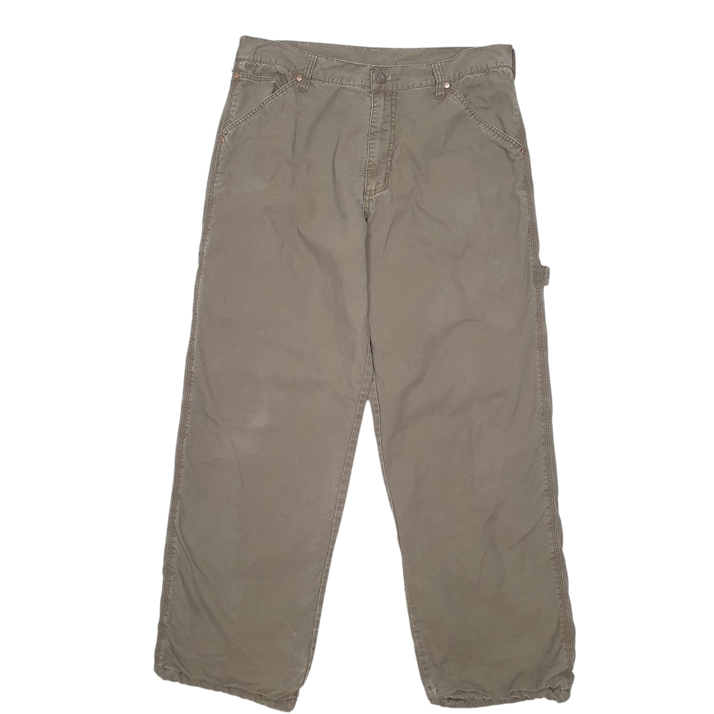 Mens Brown Crossfire Polyester Lined Thermal Winter Workwear Carpenter Trousers