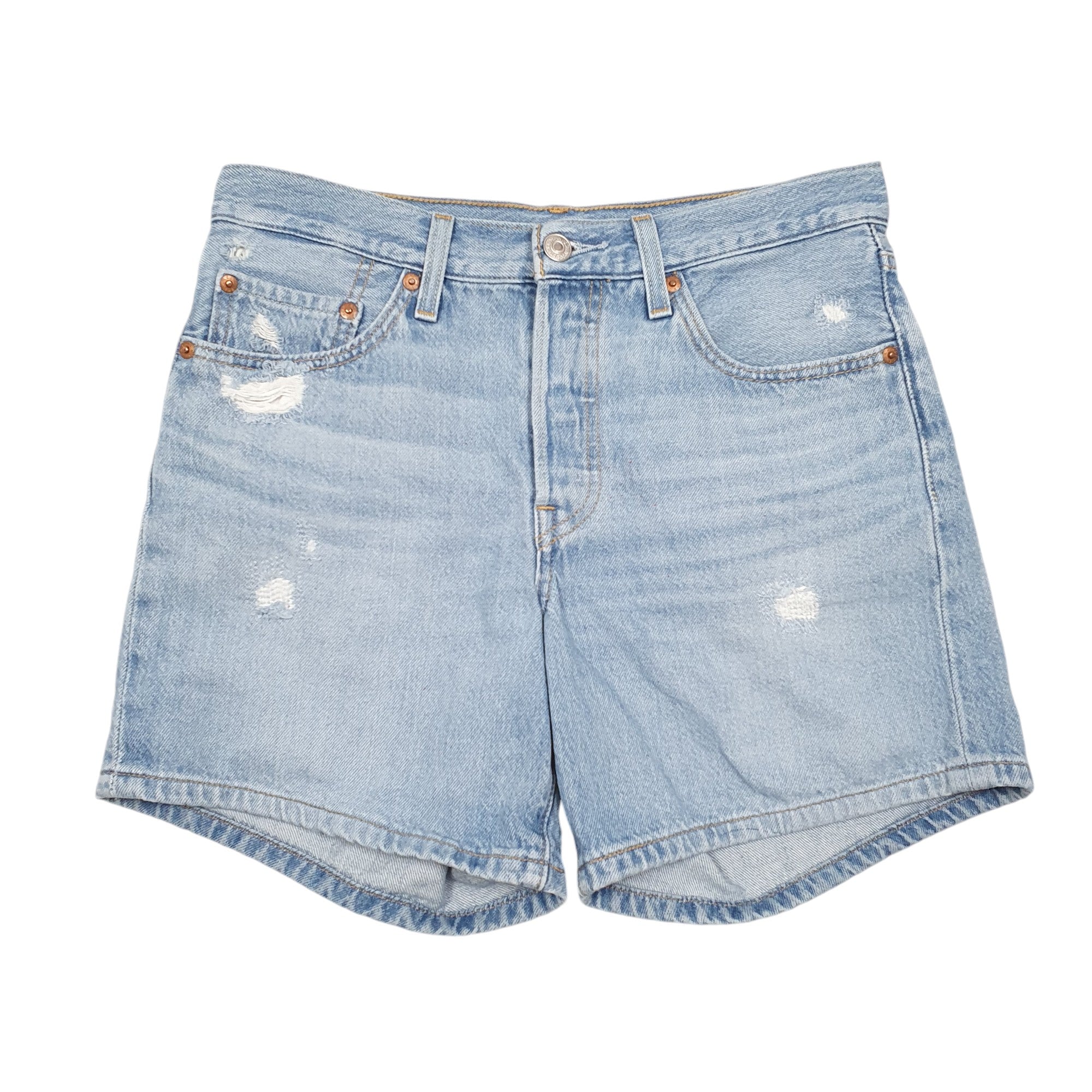 Levis 501 Jorts Hot Pants Disressed Blue Denim Jeans Cotton Shorts W30