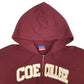 Mens Burgundy Champion Coe College Full Zip Jumper