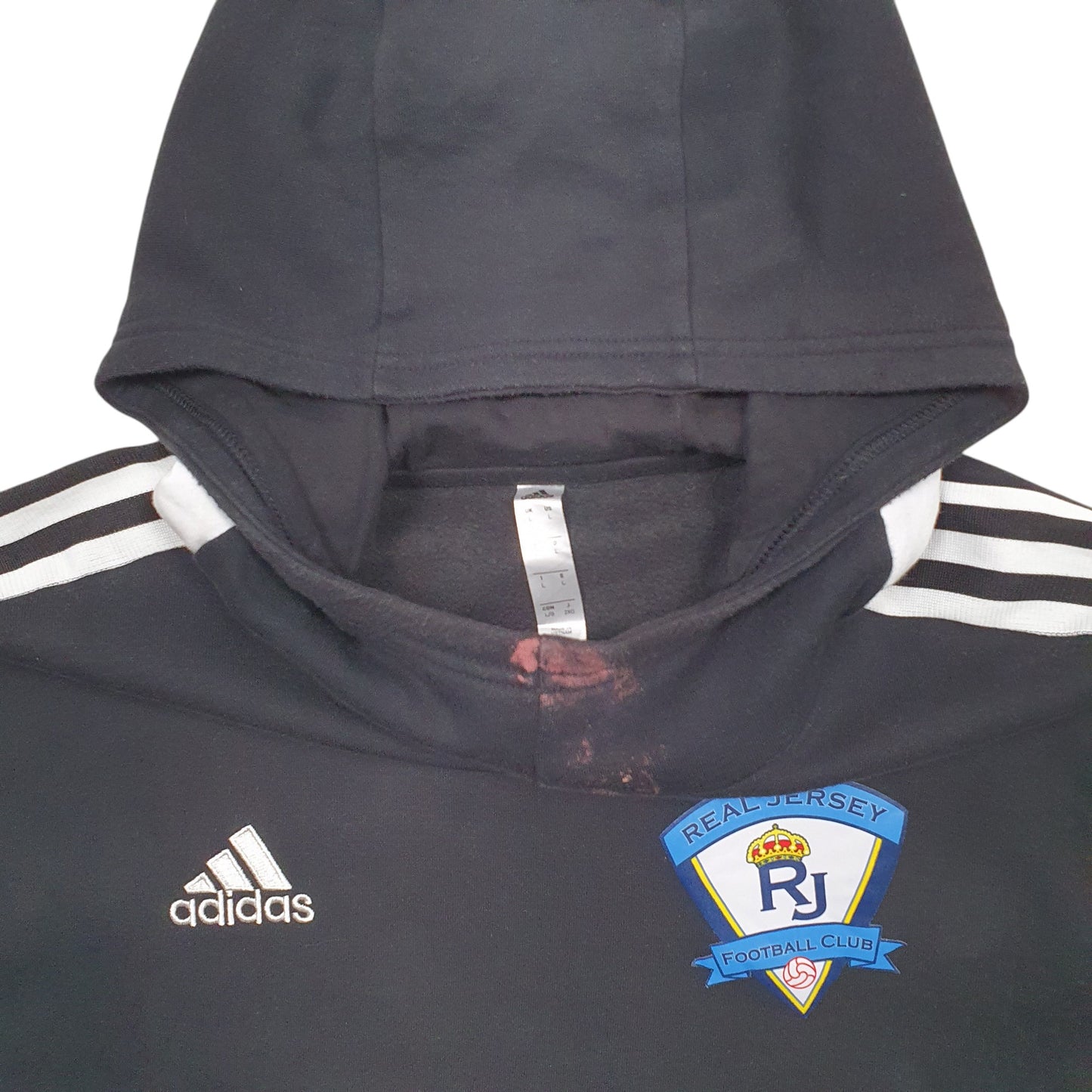Mens Black Adidas Real Jersey Football Hoodie Jumper