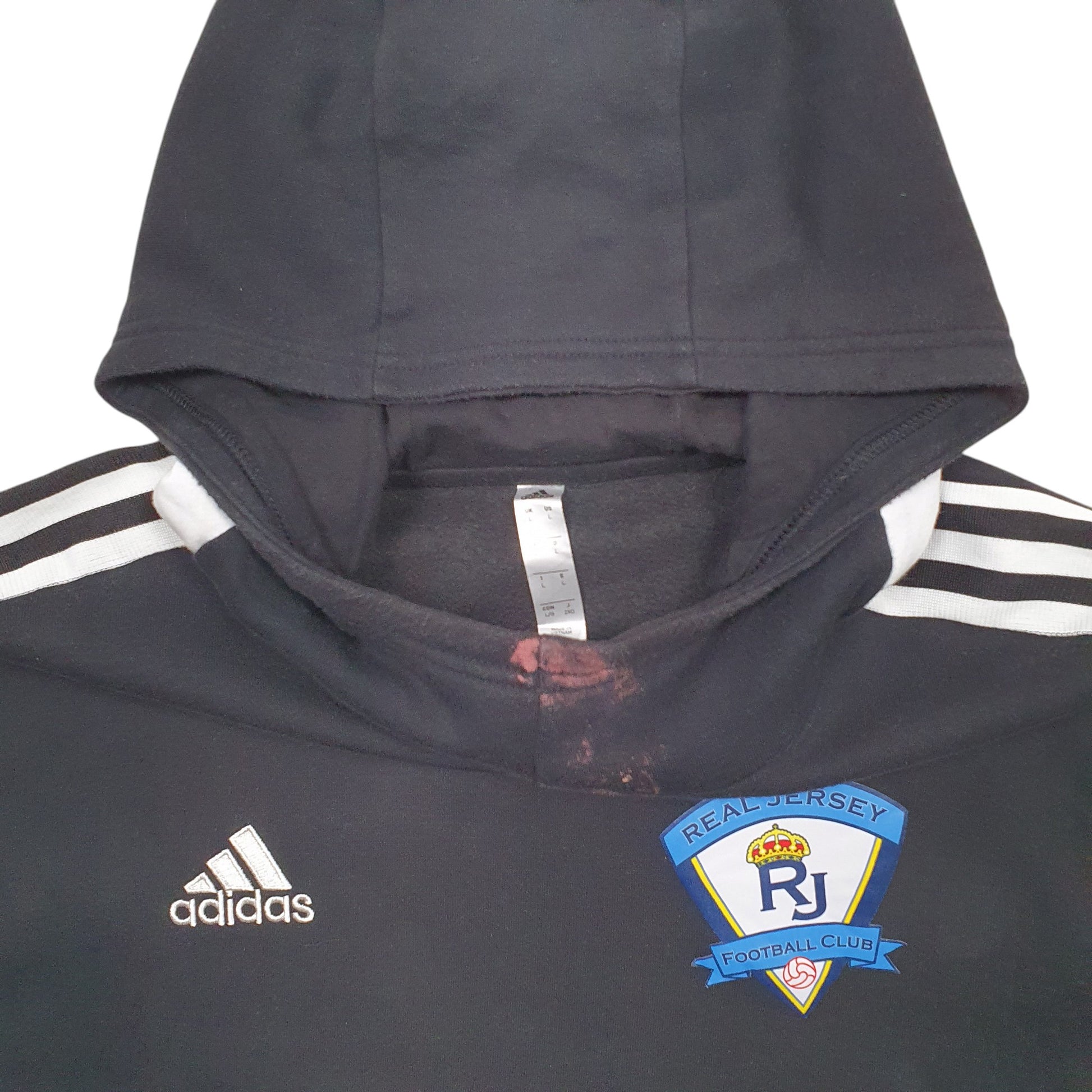 Mens Black Adidas Real Jersey Football Hoodie Jumper