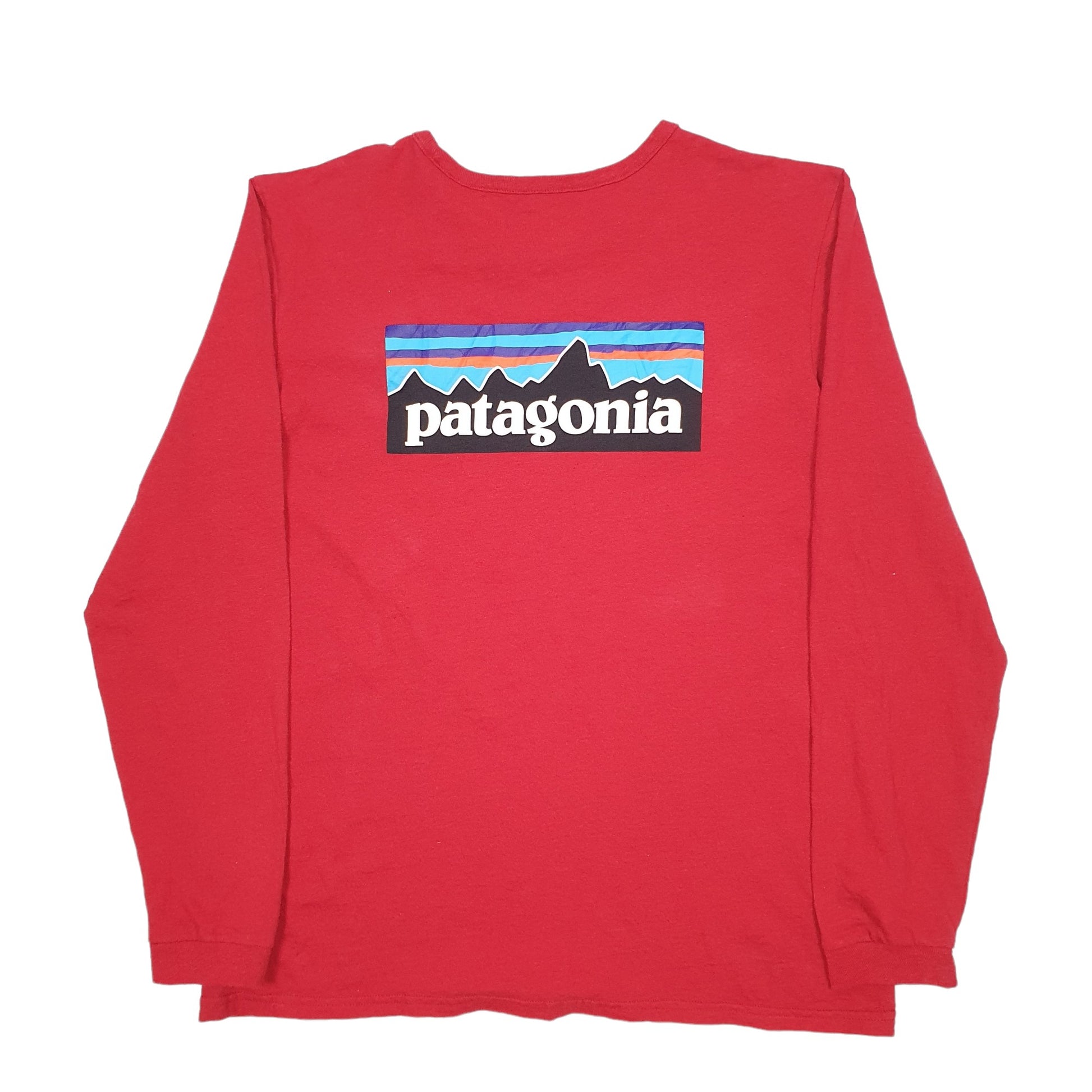 Mens Red Patagonia Spellout Long Sleeve T Shirt