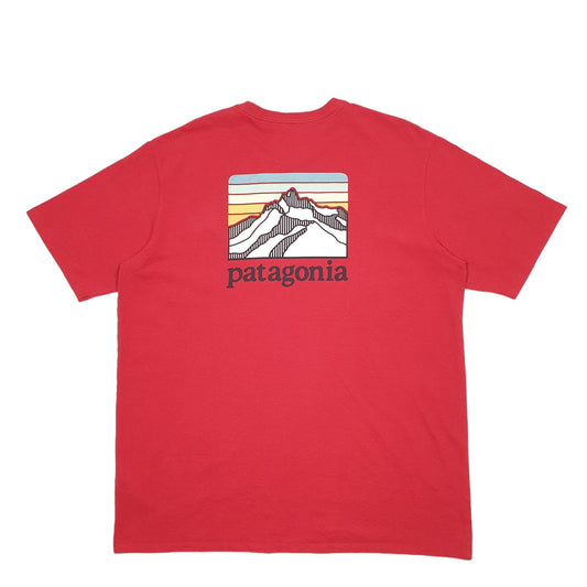 Mens Red Patagonia Logo Spellout Short Sleeve T Shirt