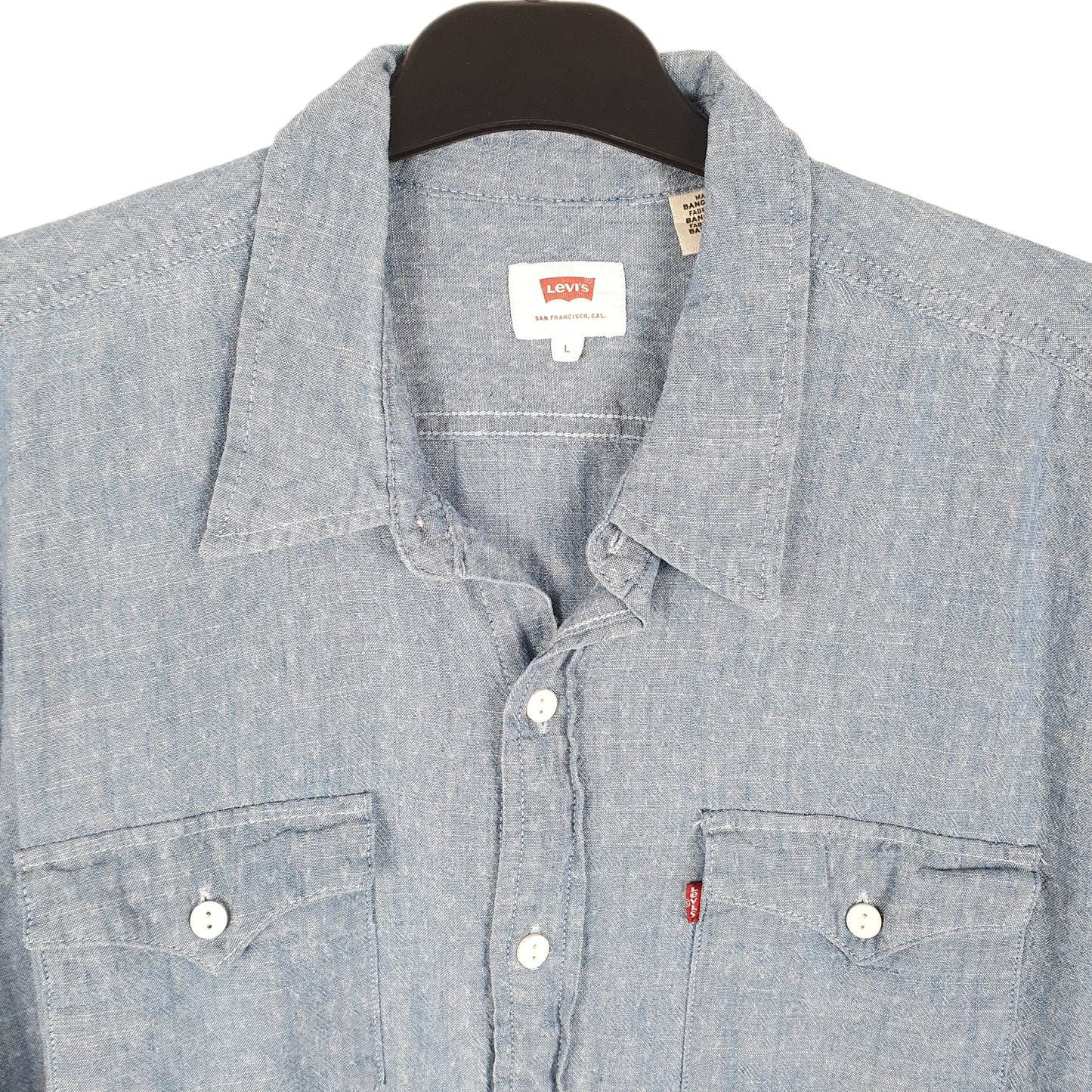 Mens Blue Levis Chambray Work Long Sleeve Shirt
