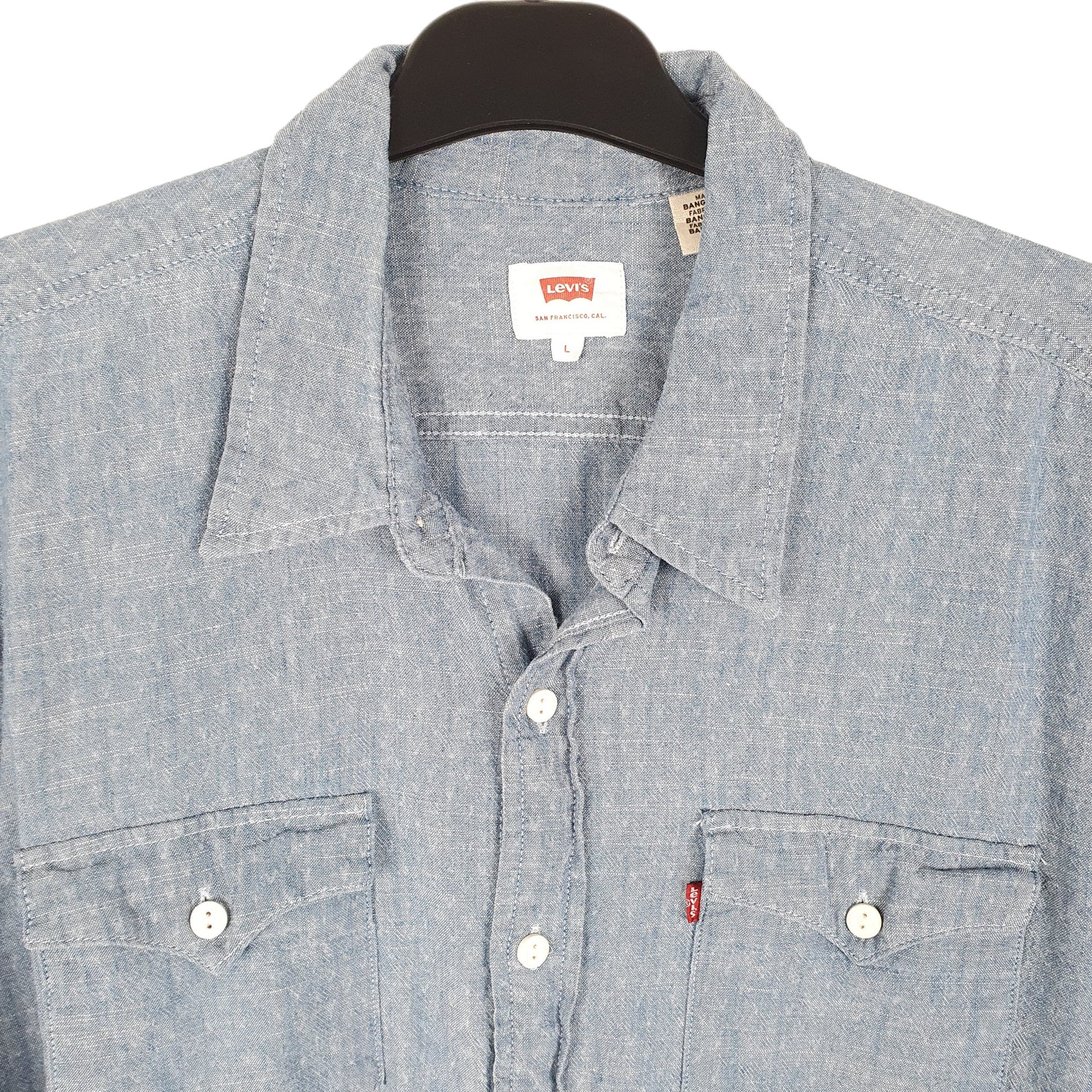 Mens Blue Levis Chambray Work Long Sleeve Shirt