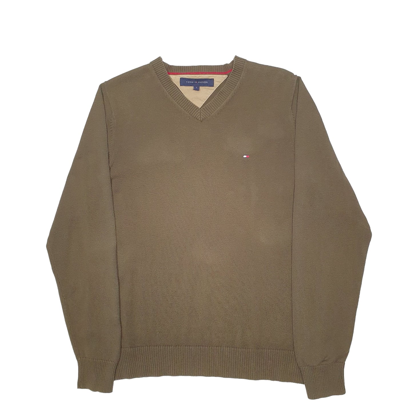 Mens Khaki Tommy Hilfiger Knit Crewneck Jumper