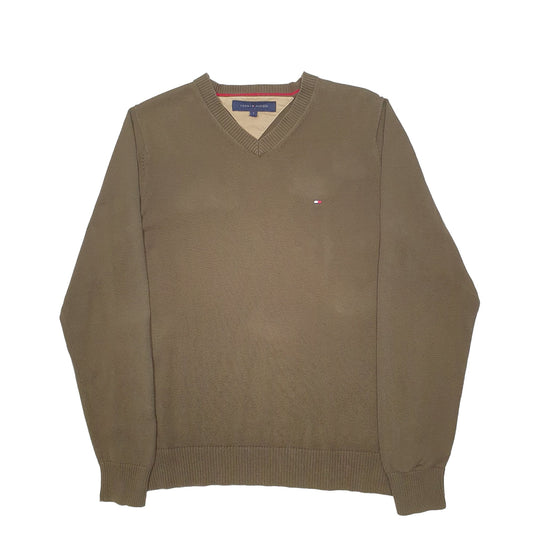 Mens Khaki Tommy Hilfiger Knit Crewneck Jumper