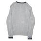 Mens Grey Nautica Knit Cable V neck Jumper