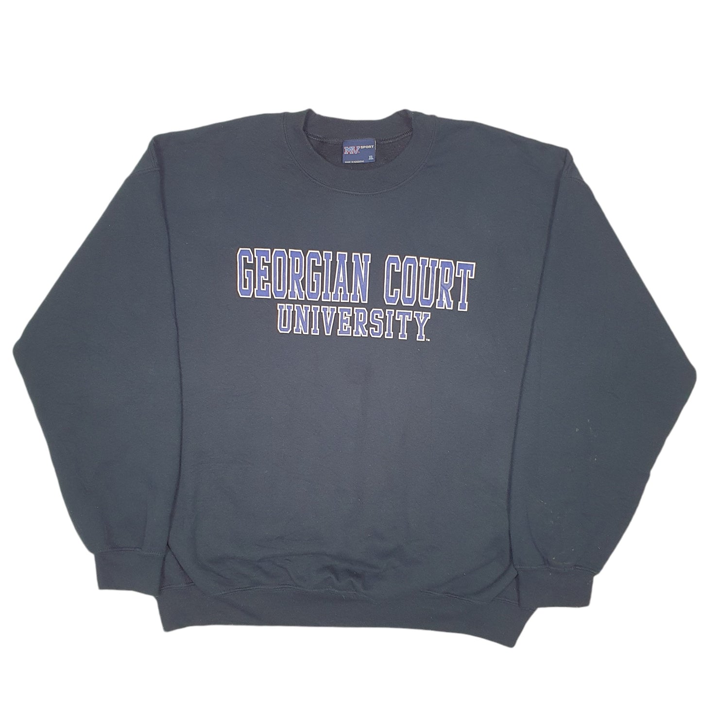 Mens Navy MV Sport Georgian Court University USA Spellout Crewneck Jumper