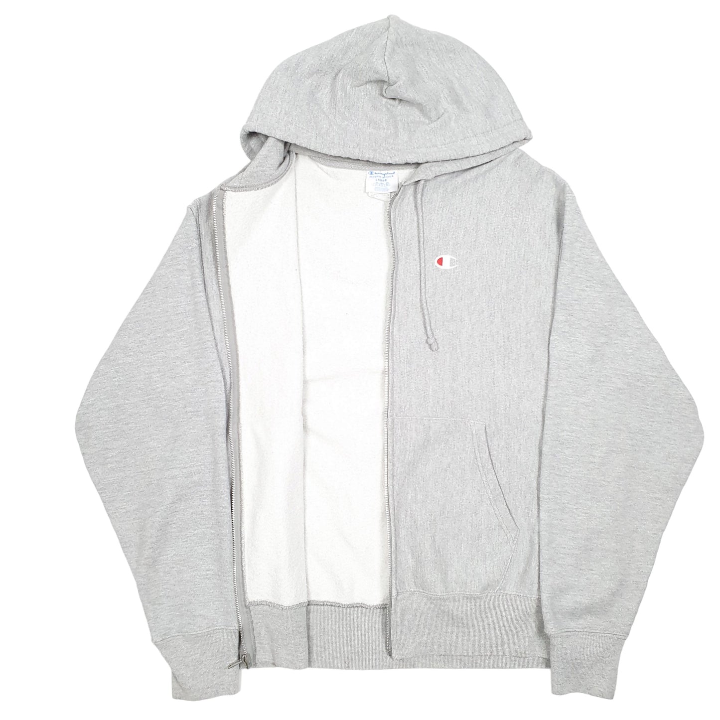 Mens Grey Champion Hoodie Vintage Reverse Weave Full Zip Jumper