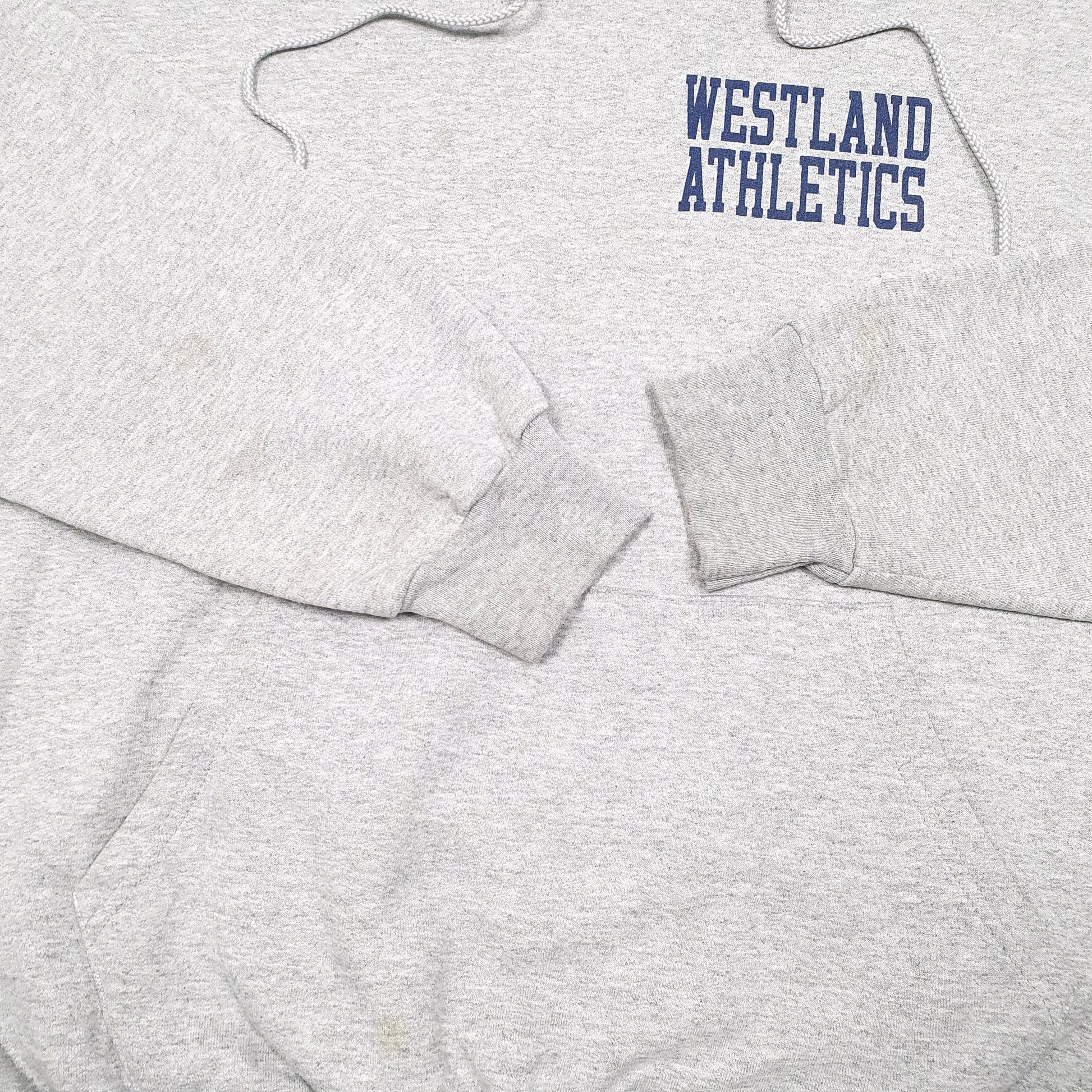 Mens Grey Champion Westland Athletics USA Spellout Hoodie Jumper