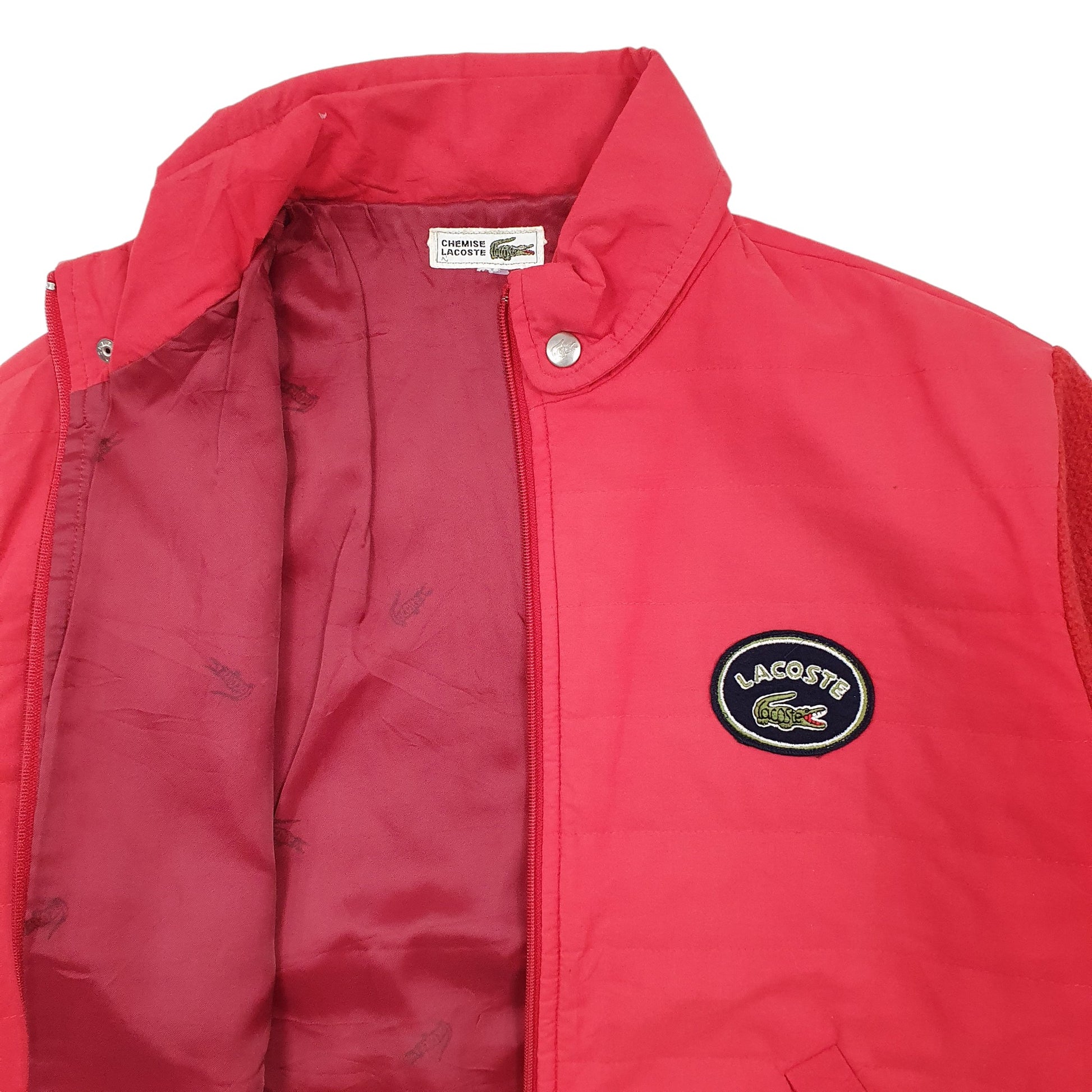 Womens Red Lacoste Quilted  Coat