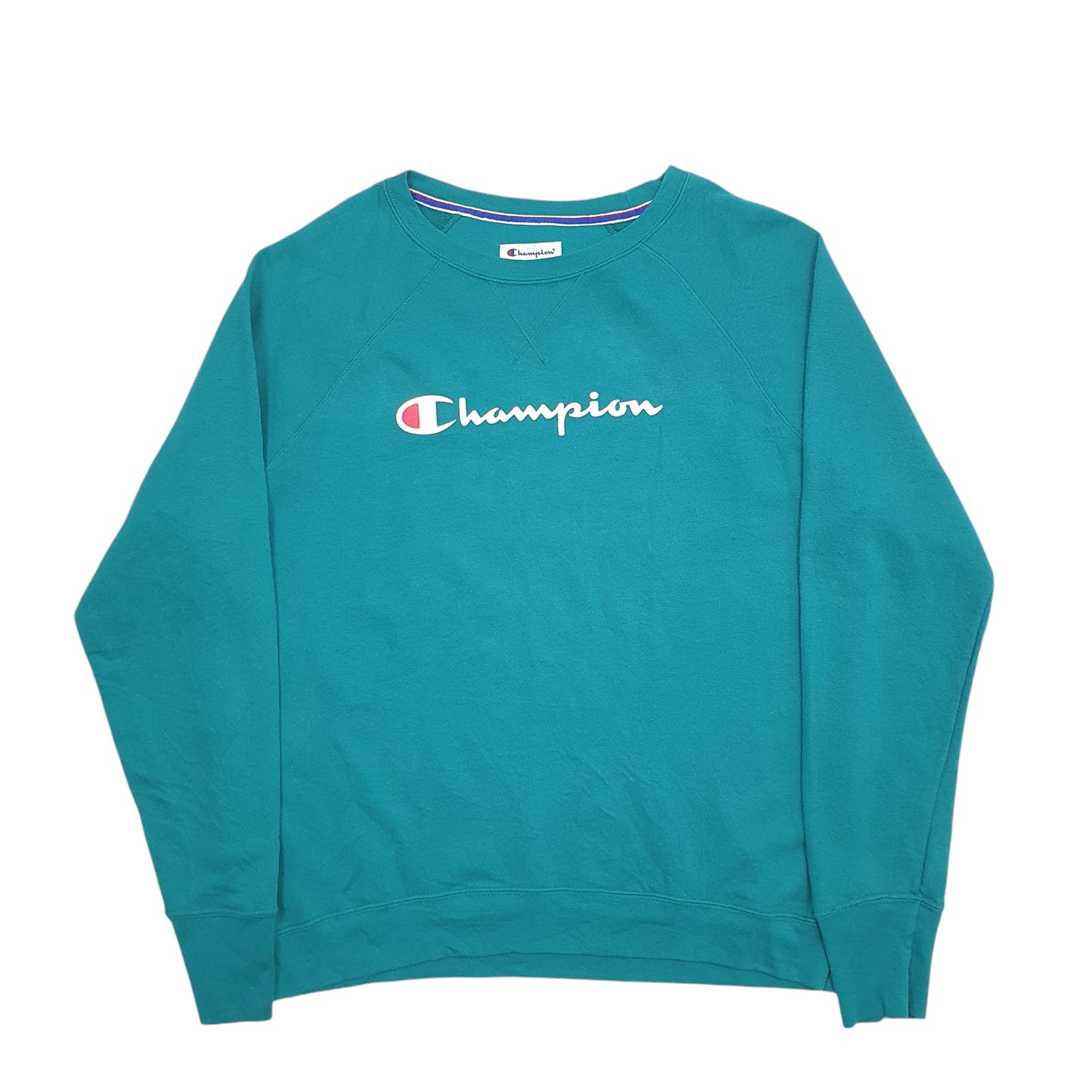 Mens Green Champion Spellout Crewneck Jumper