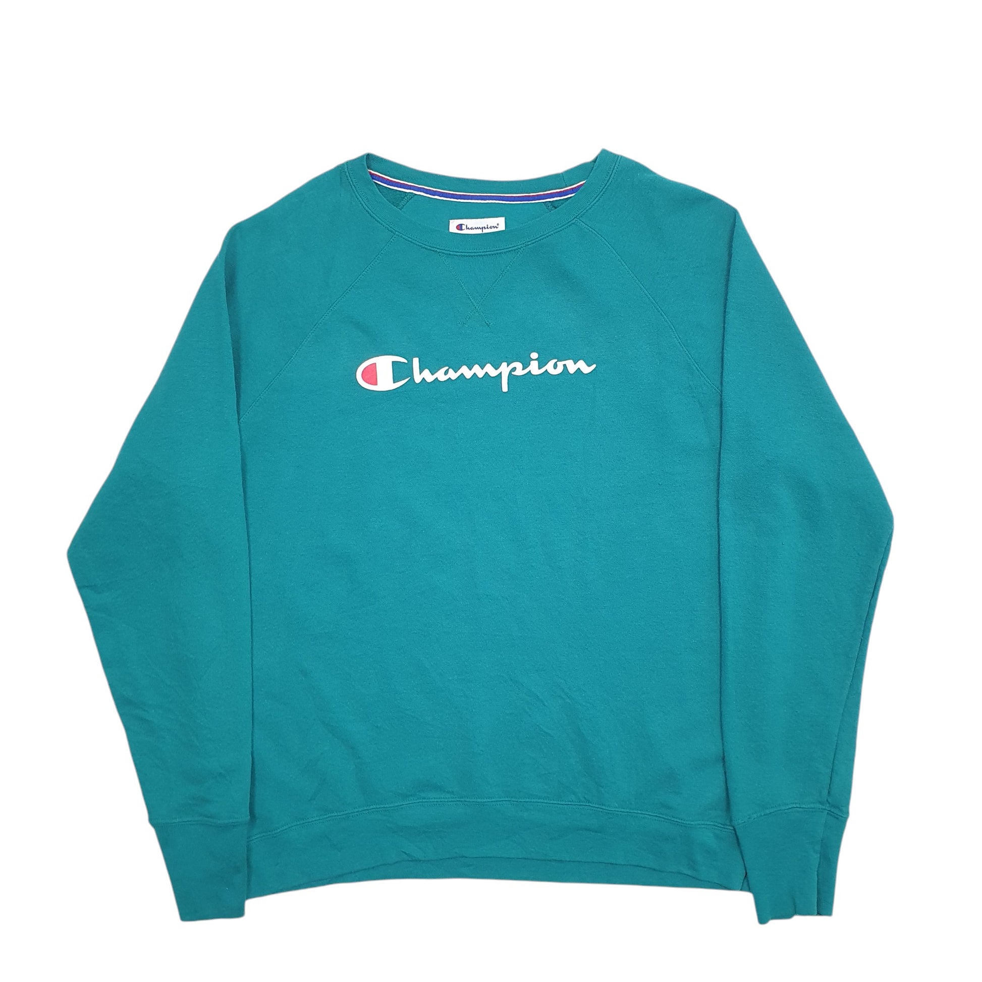 Mens Green Champion Spellout Crewneck Jumper