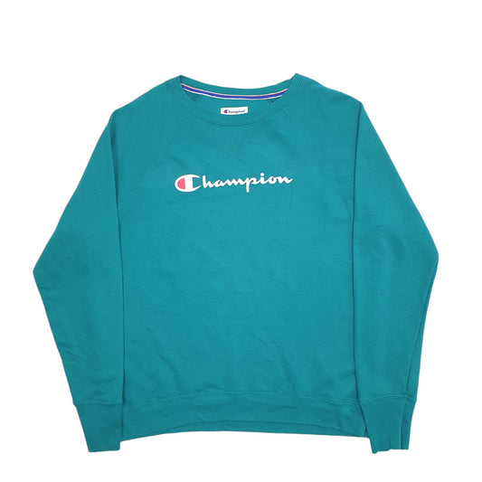 Mens Green Champion Spellout Crewneck Jumper