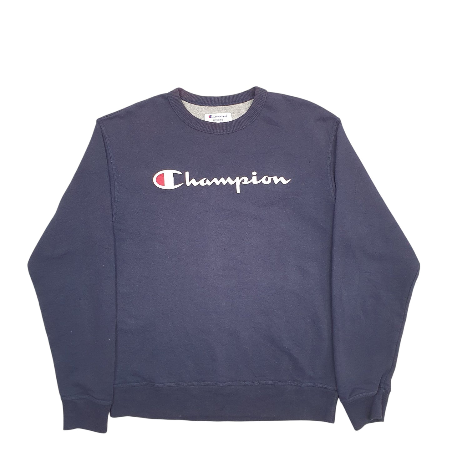 Mens Navy Champion Spellout Crewneck Jumper