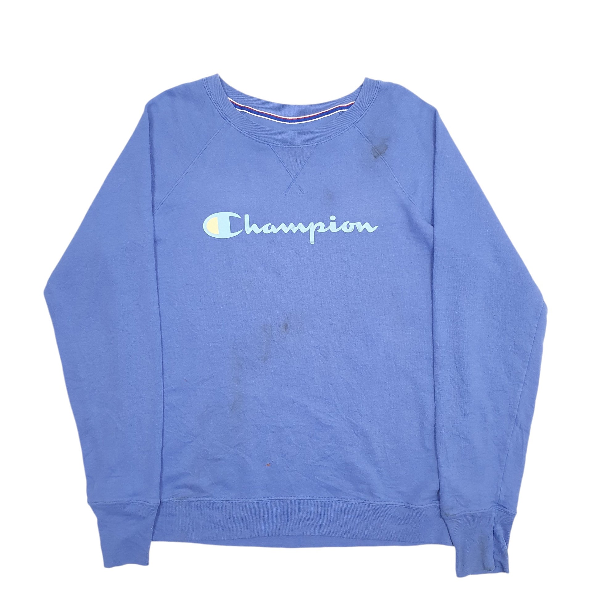 Mens Blue Champion Spellout Crewneck Jumper